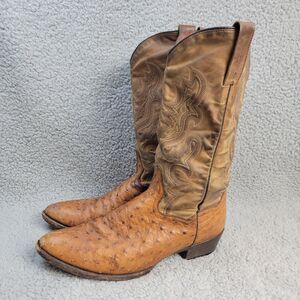 Brown Danpost Cowboy Boots Brown Leather Western Ranch Country Mens 10.5 D READ!